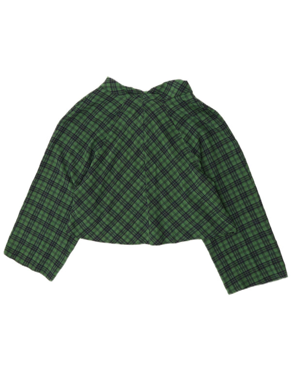 Camicetta oversize corta da donna Zara con maniche a 3/4, taglia UK 10, piccolo motivo a quadri verdi
