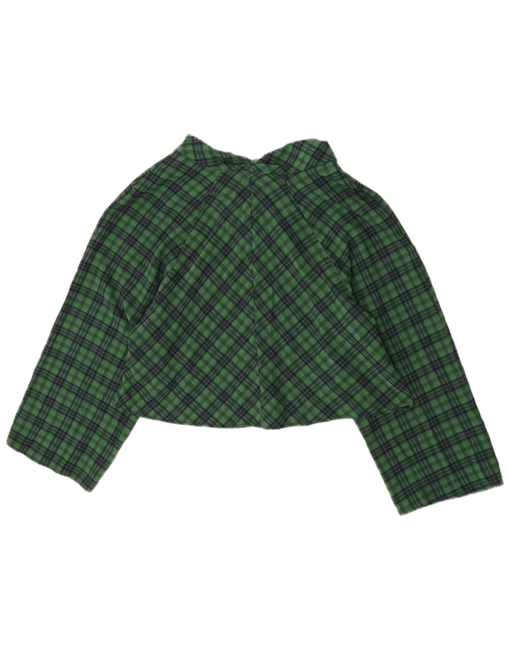 Camicetta oversize corta da donna Zara con maniche a 3/4, taglia UK 10, piccolo motivo a quadri verdi