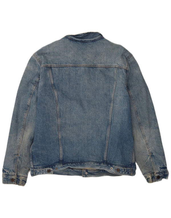 Giacca Levi's da uomo in denim sherpa UK 40 grande cotone color block blu
