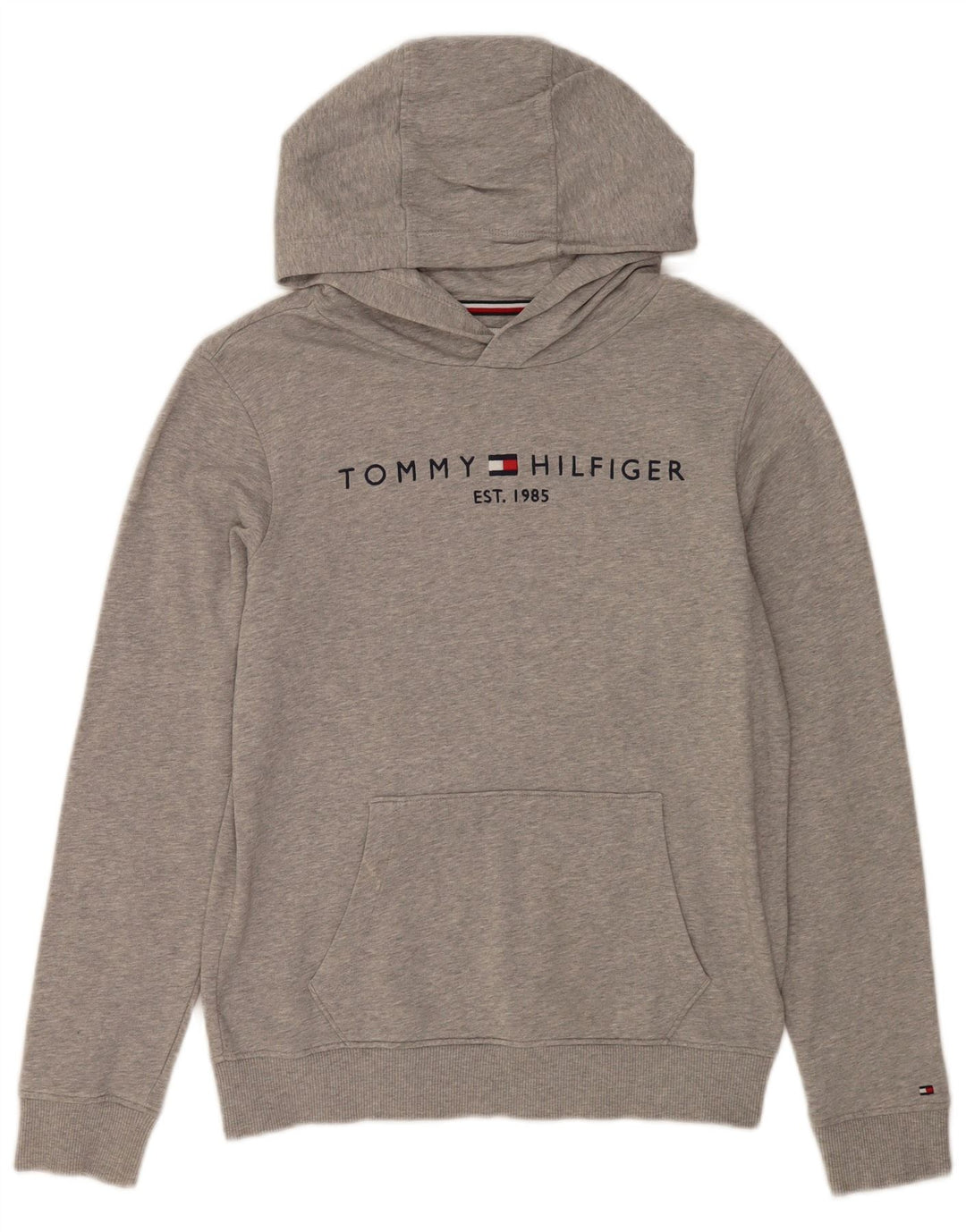 TOMMY HILFIGER Maglione con cappuccio grafico per ragazze 13-14 anni Cotone chiazzato grigio