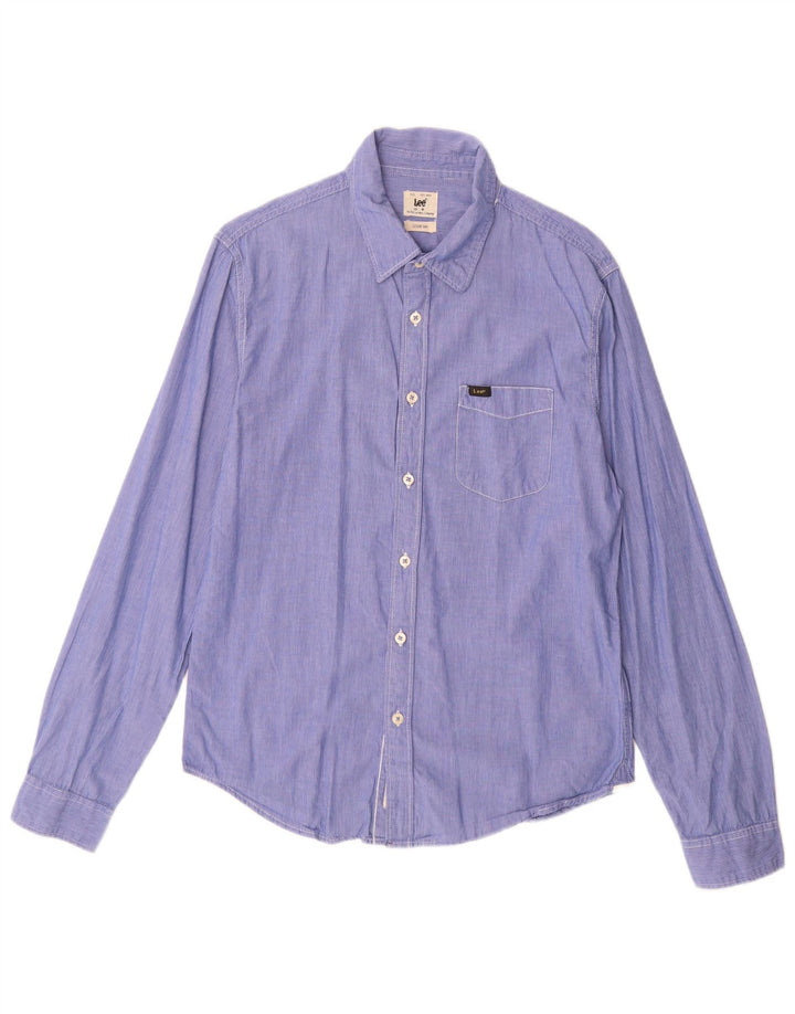 Camicia da uomo Lee in cotone gessato blu medio