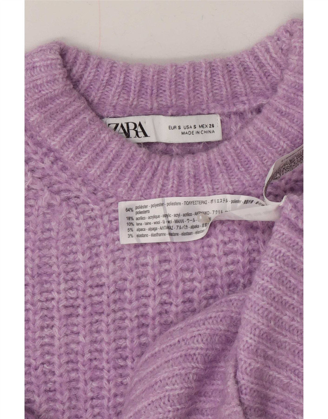 Maglione maglione con scollo a barca da donna Zara UK 10 piccolo poliestere viola