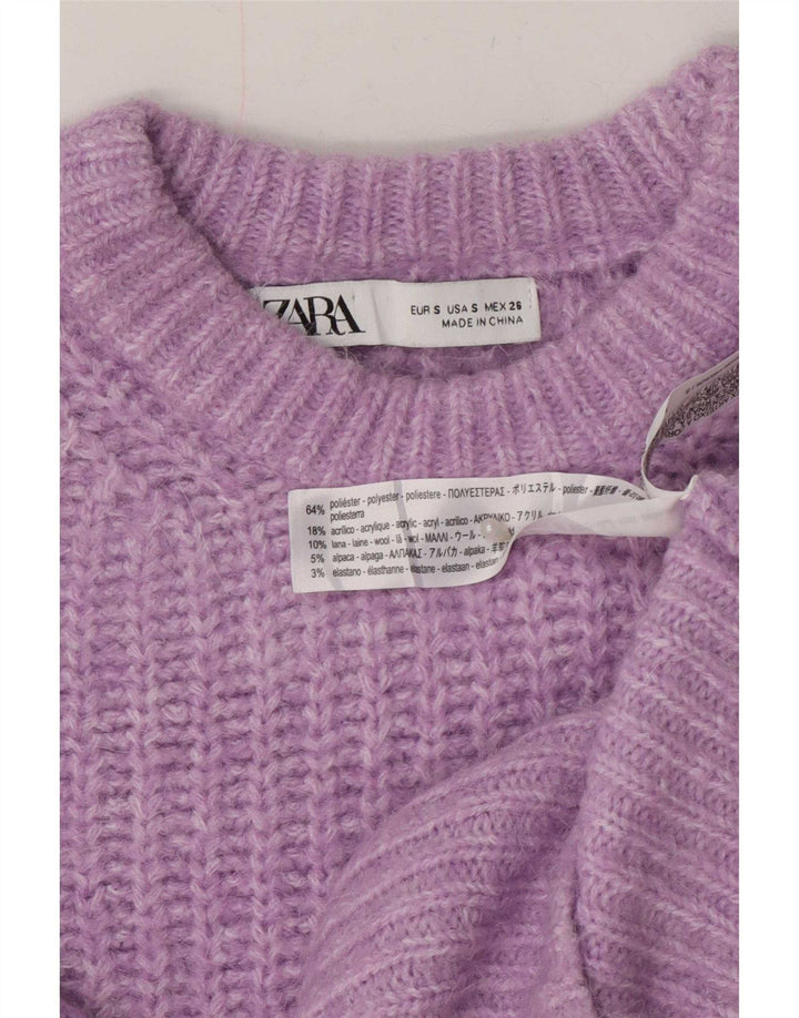 Maglione maglione con scollo a barca da donna Zara UK 10 piccolo poliestere viola