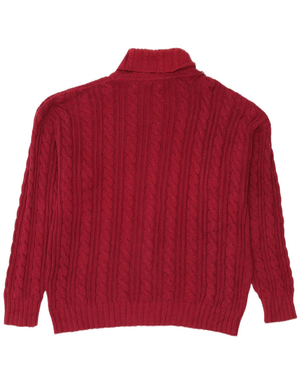 Eddie Bauer Maglione da uomo con collo alto e maglione grande in cotone rosso