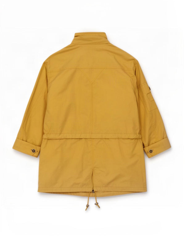 Cappotto vintage da donna oversize con cappuccio, giacca a vento UK 18 XL giallo