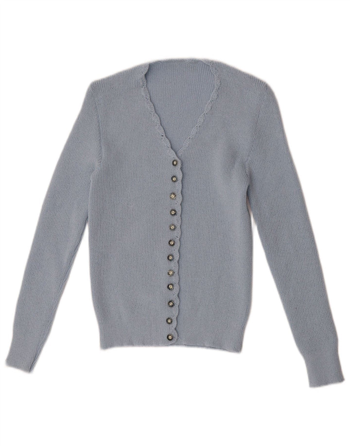 Maglione cardigan da donna vintage UK 4 XS Blu