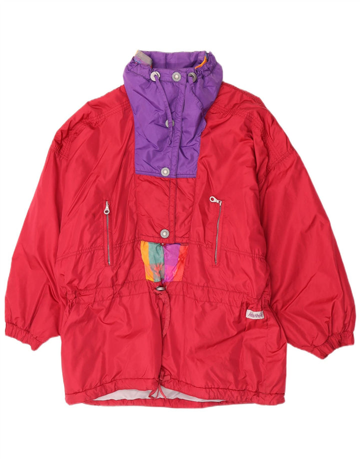 Giacca da sci oversize da donna vintage IT 44/46 Colorblock rosso medio