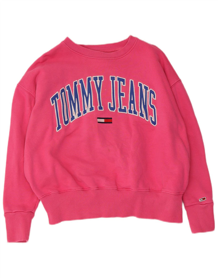 Felpa oversize con grafica da donna Tommy Hilfiger Maglione UK 10 Small Rosa