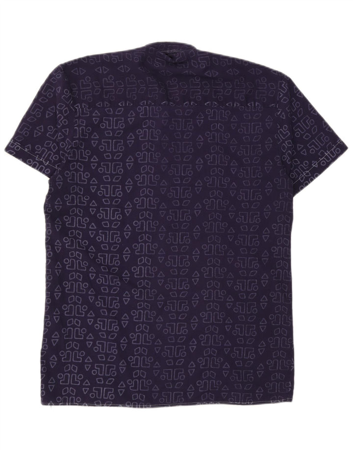 Camicia grafica da uomo vintage taglia 39/40 media blu navy geometrica
