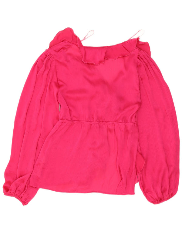 Top Zara da donna a maniche lunghe vestibilità ampia UK 6 XS poliestere rosa