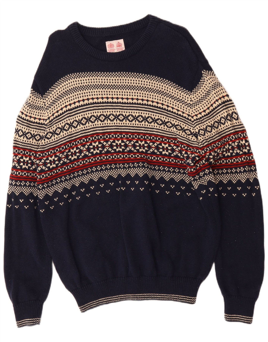 Musto Maglione da uomo con scollo a barca XL Cotone Fair Isle blu navy