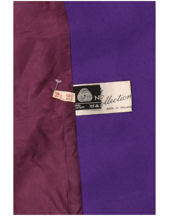 Cappotto doppiopetto oversize da donna vintage UK 16 grande lana viola