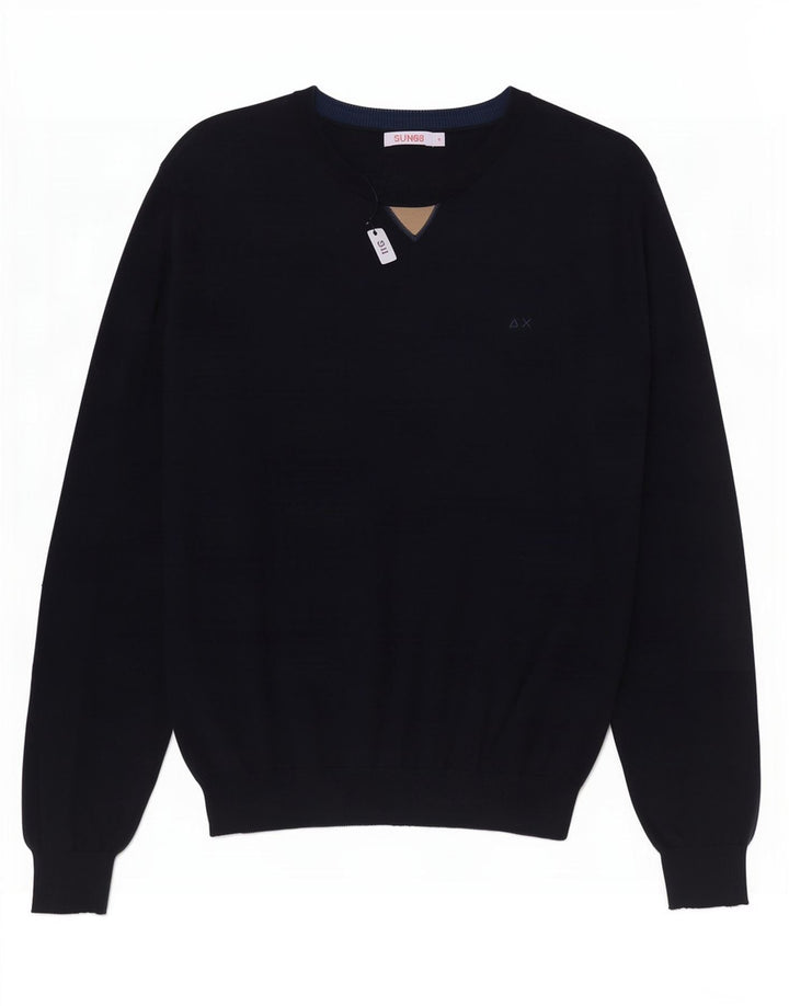 Maglione maglione girocollo da uomo Sun68 cotone medio blu navy