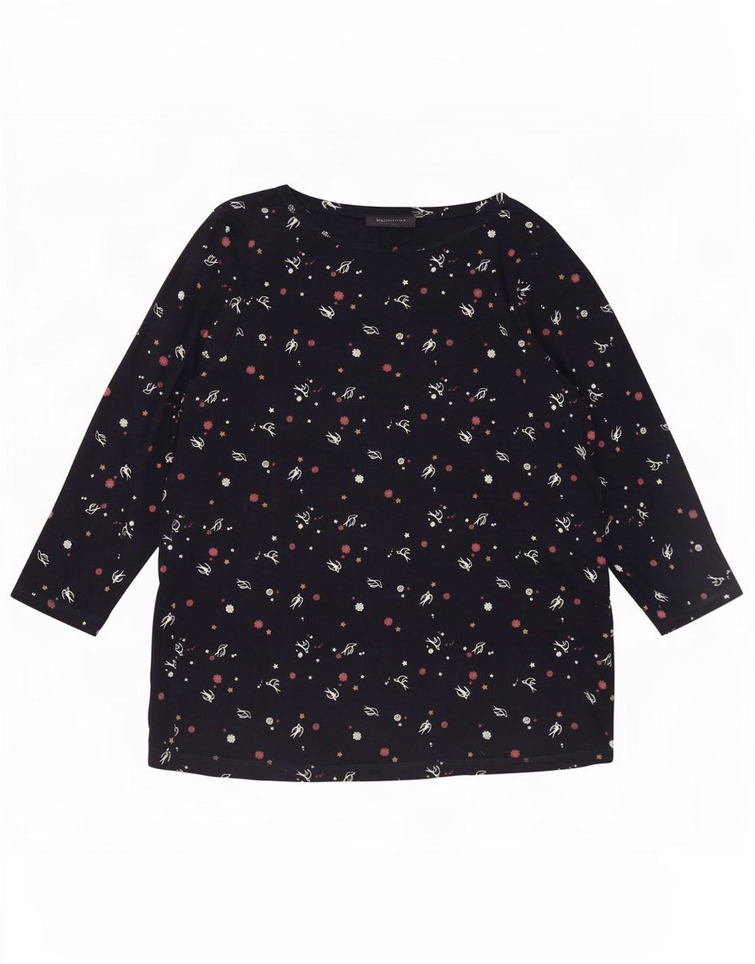 Marks & Spencer Top da donna con motivo astratto manica 3/4 UK 20 2XL Blu navy
