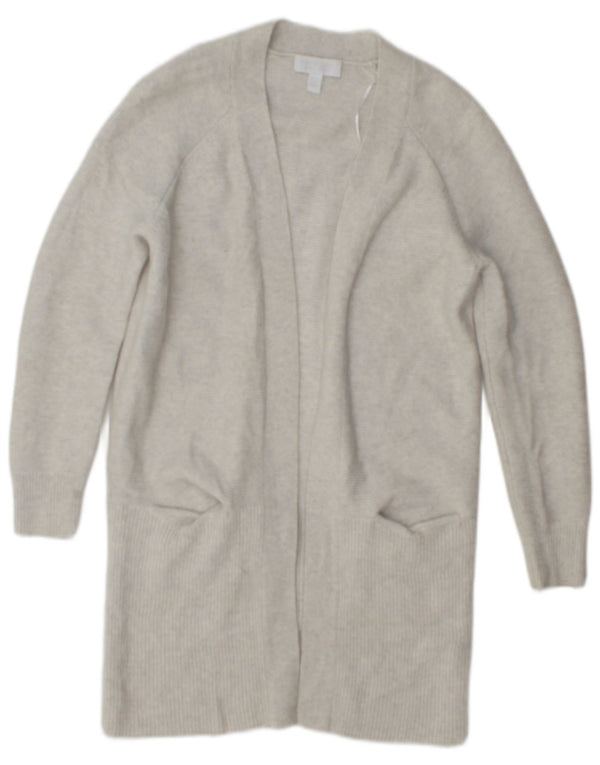 Maglione cardigan aperto a lunga linea da donna The White Company UK 6 XS Lana grigia