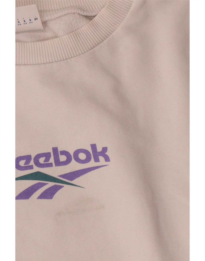 Felpa corta oversize Reebok da donna UK 8/10 Small Bianca