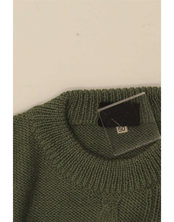 Maglione vintage da uomo girocollo IT 50 verde medio