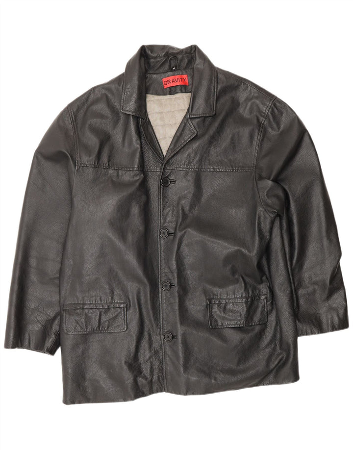 Giacca in pelle vintage da uomo UK 38 in pelle nera media