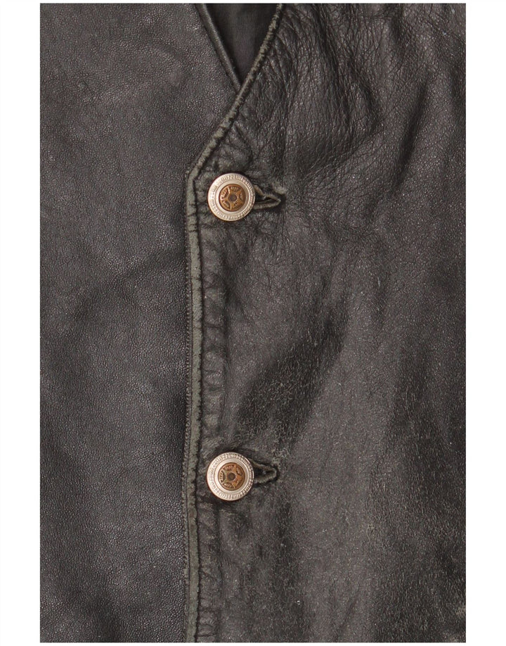 Gilet in pelle da uomo VINTAGE IT 52 Large in pelle nera