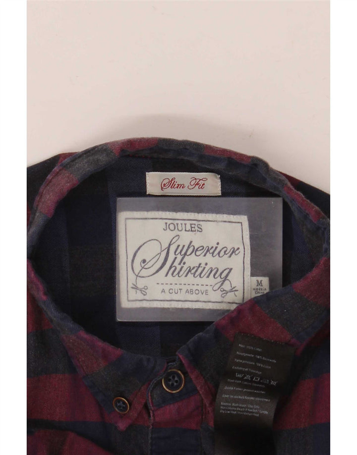 Joules Camicia da uomo slim fit in flanella di cotone a quadretti bordeaux medio