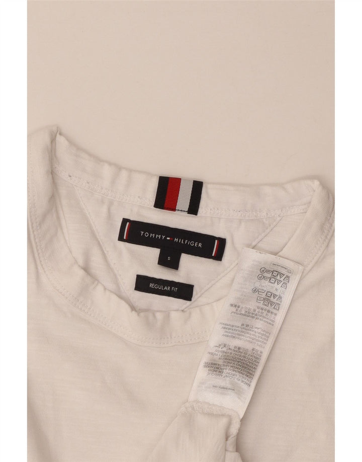 T-shirt da uomo Regular Fit Tommy Hilfiger Top Small in cotone bianco