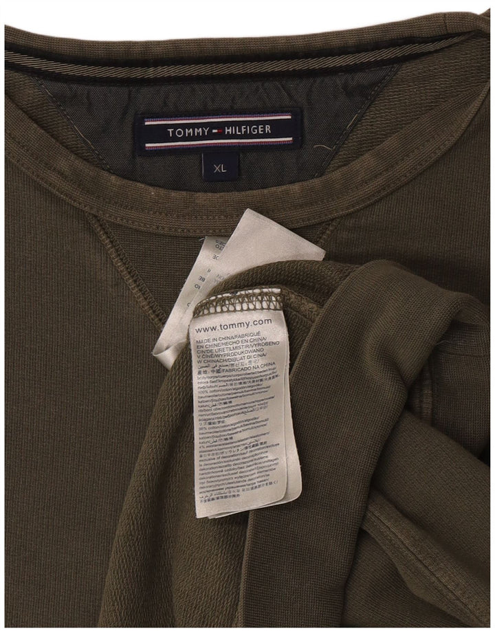Felpa da uomo Tommy Hilfiger maglione XL cotone kaki