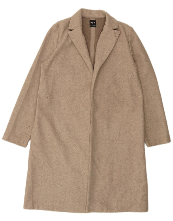 Soprabito aperto da donna Zara UK 16 grande poliestere beige