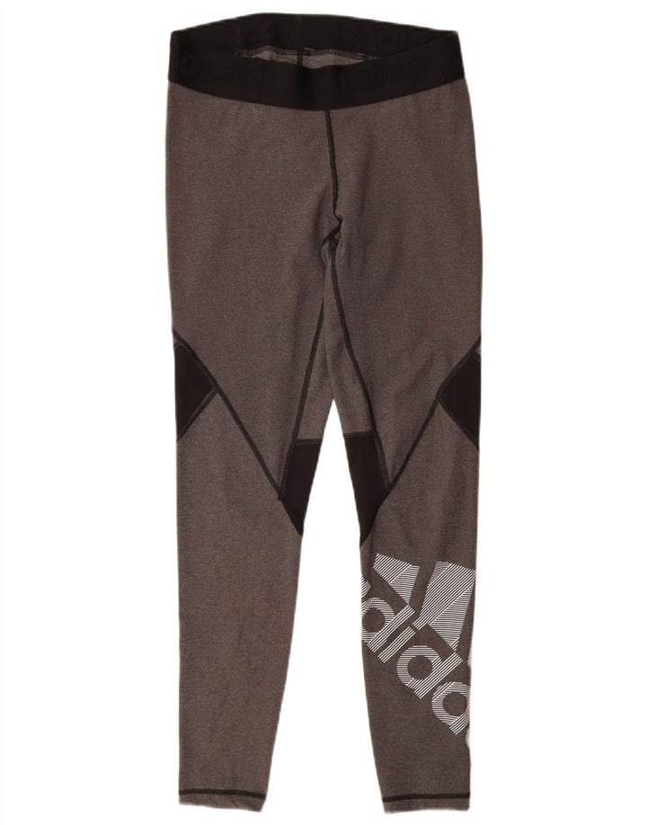 Leggings grafici da donna Adidas UK 12/14 Poliestere color block grigio medio