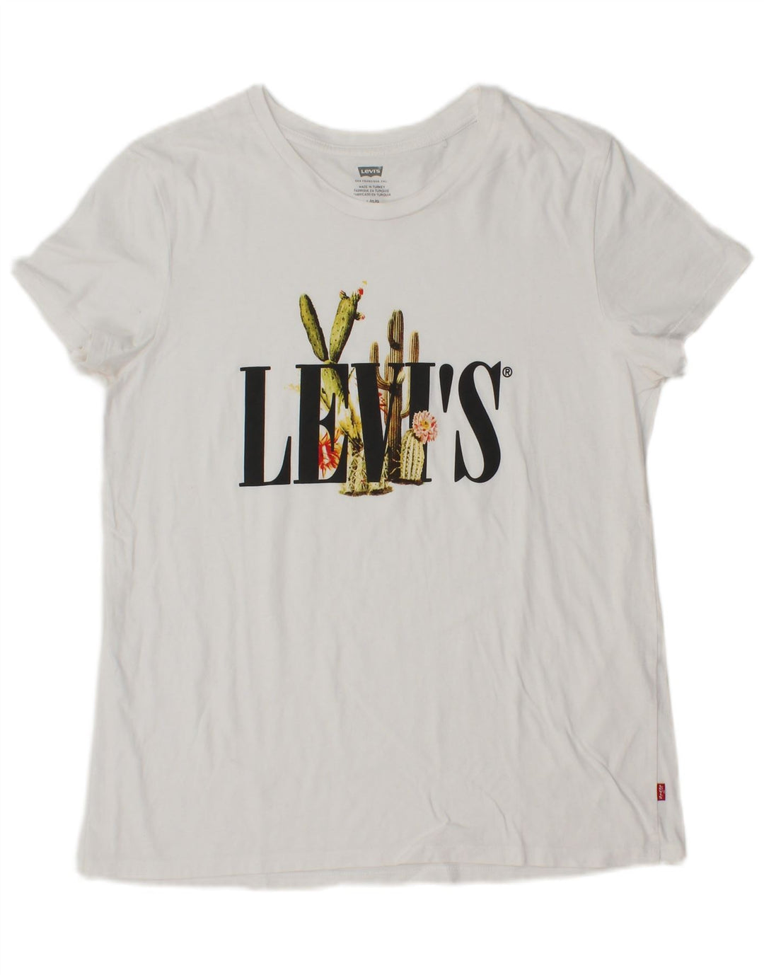 T-shirt grafica da donna LEVI'S Top UK 14 grande bianca