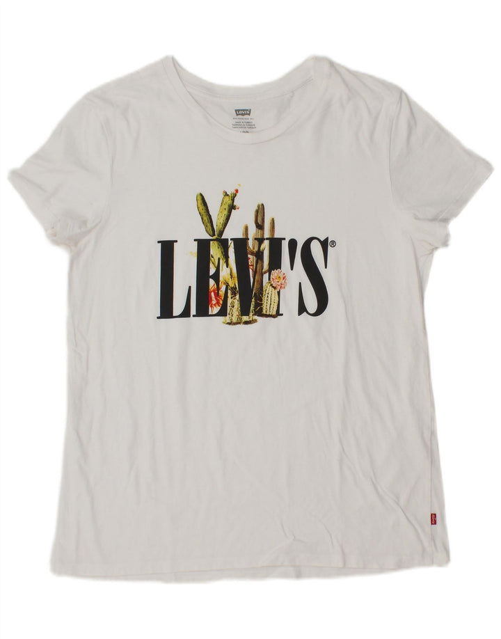 T-shirt grafica da donna LEVI'S Top UK 14 grande bianca