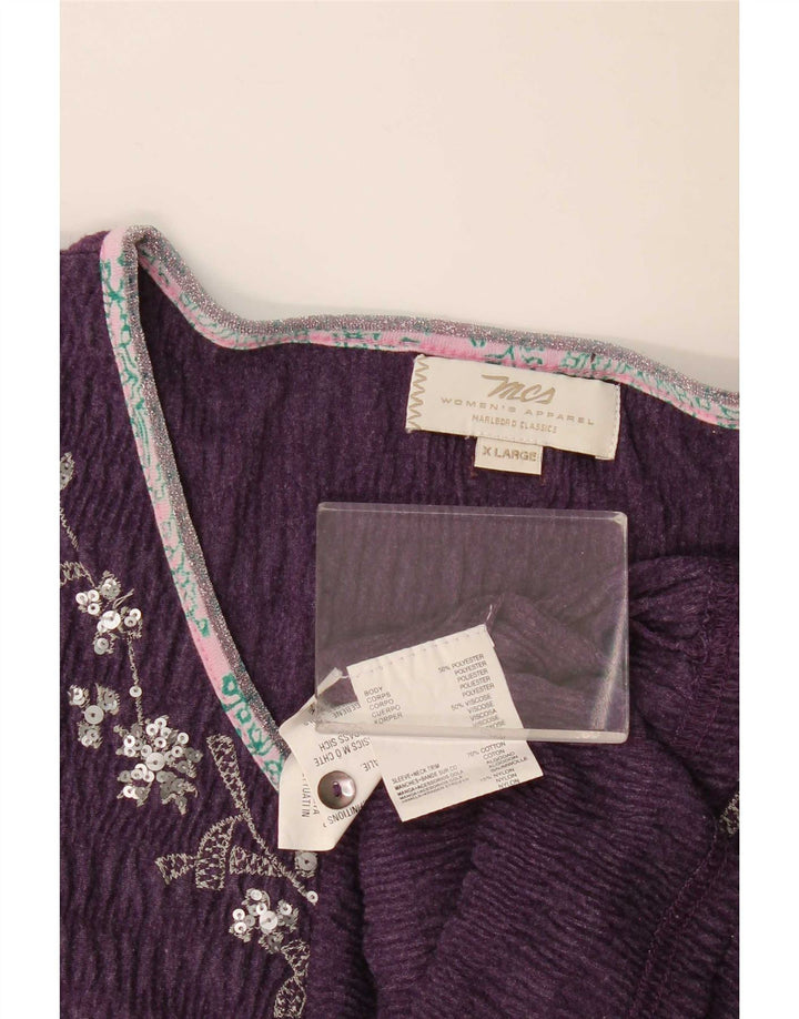 Marlboro Classics Camicetta da donna Top UK 18 XL Poliestere a righe viola