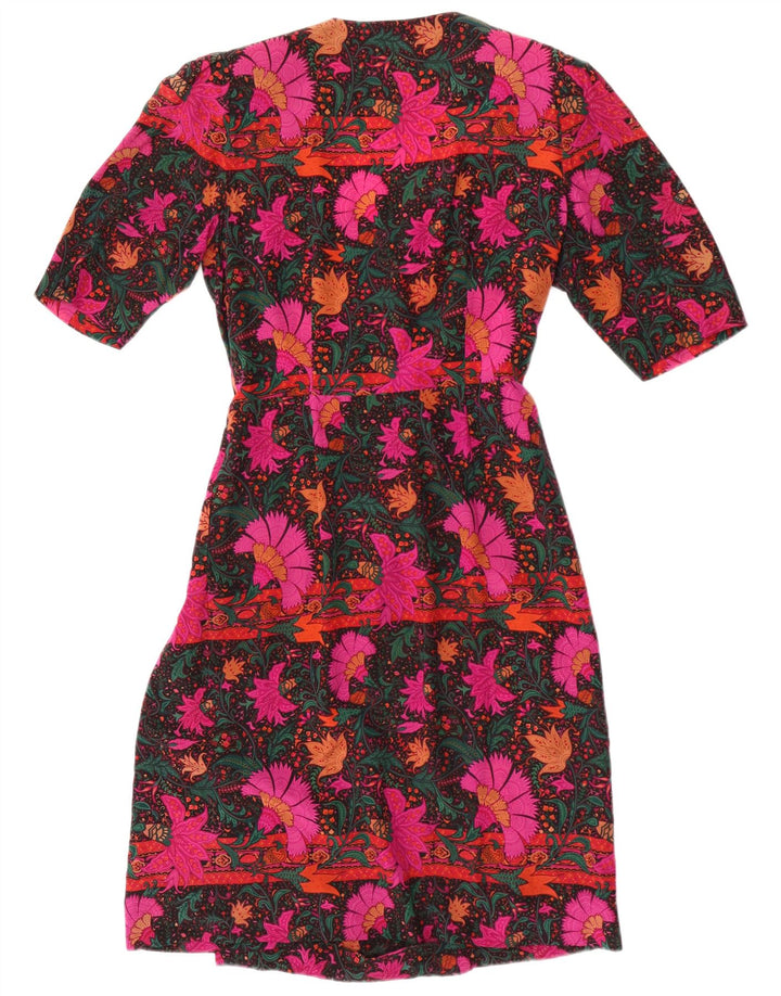 Abito vintage da donna a trapezio UK 14 medio floreale multicolore
