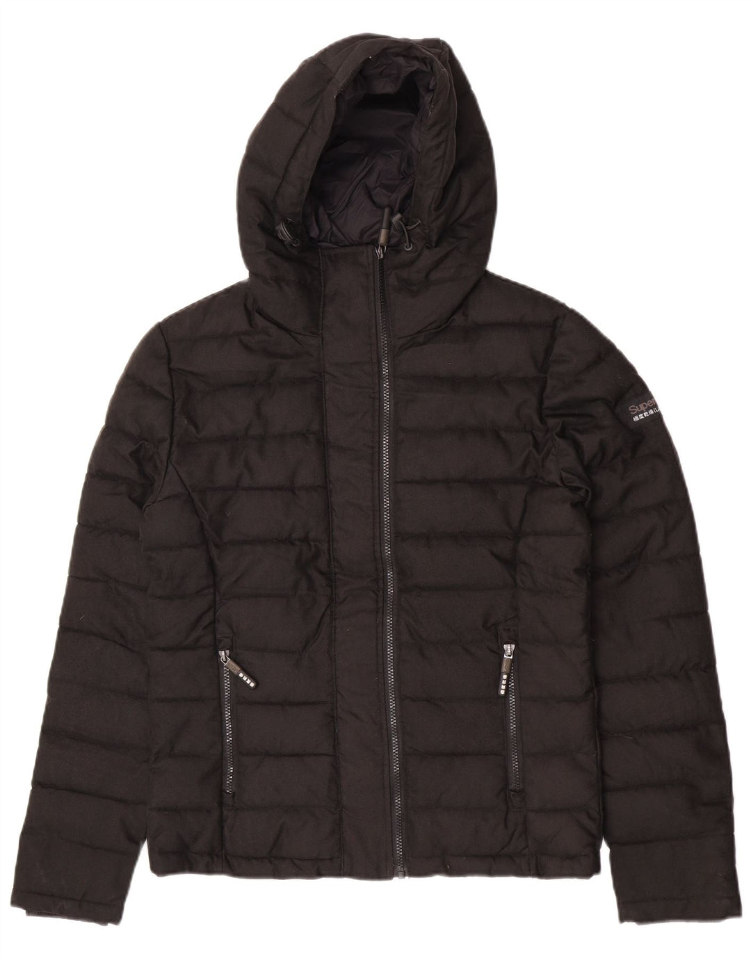 Giacca imbottita con cappuccio da uomo Superdry UK 38 poliestere nero medio