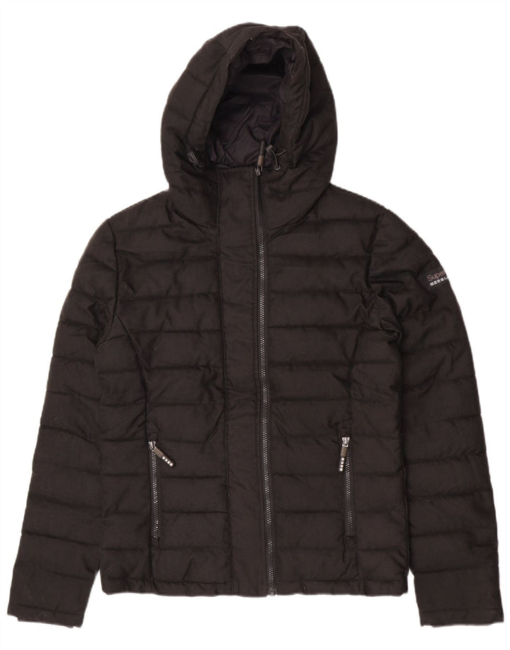 Giacca imbottita con cappuccio da uomo Superdry UK 38 poliestere nero medio
