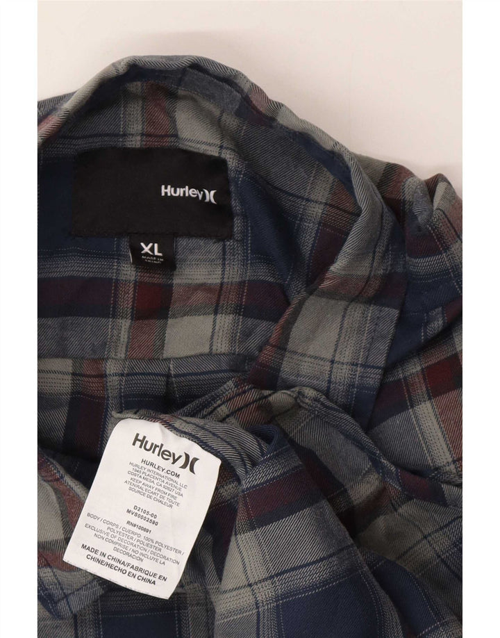 Camicia da uomo Hurley XL in poliestere a quadri blu