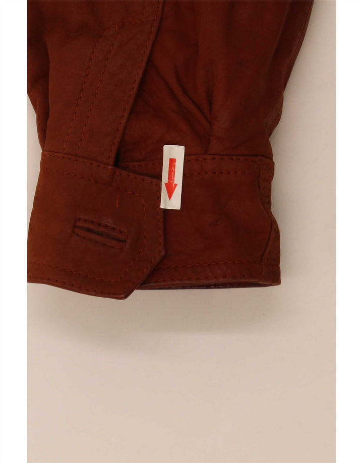 Giacca in pelle vintage da uomo IT 46 piccola marrone