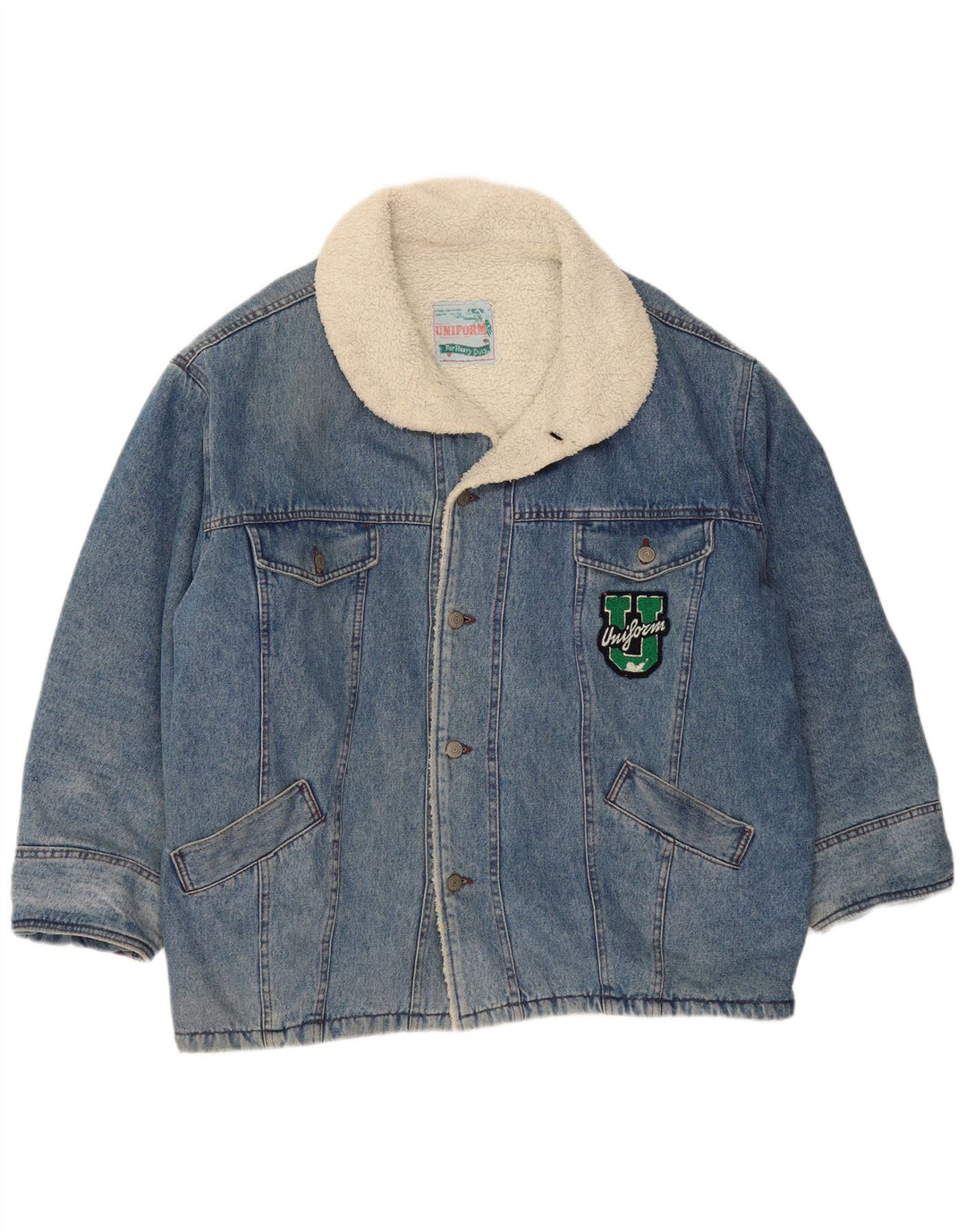 UNIFORM Giacca da uomo in denim Sherpa UK 42 XL Blu