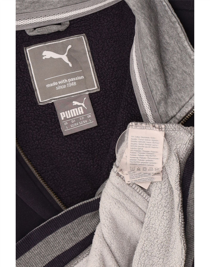 Giacca da tuta da uomo Puma Large in cotone color block grigio