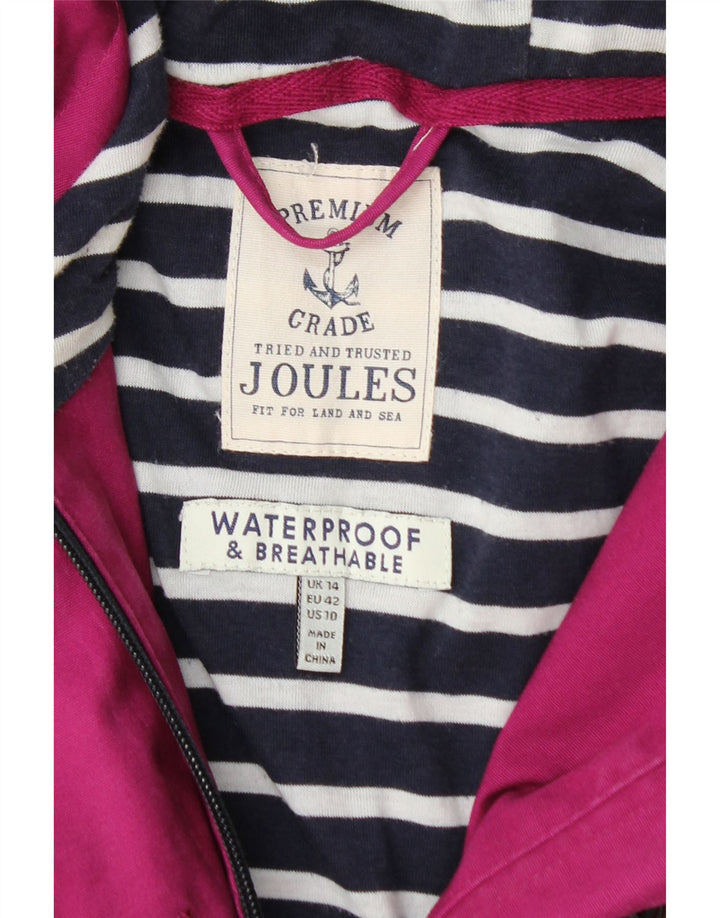 JOULES giacca a vento con cappuccio da donna UK 14 grande cotone rosa
