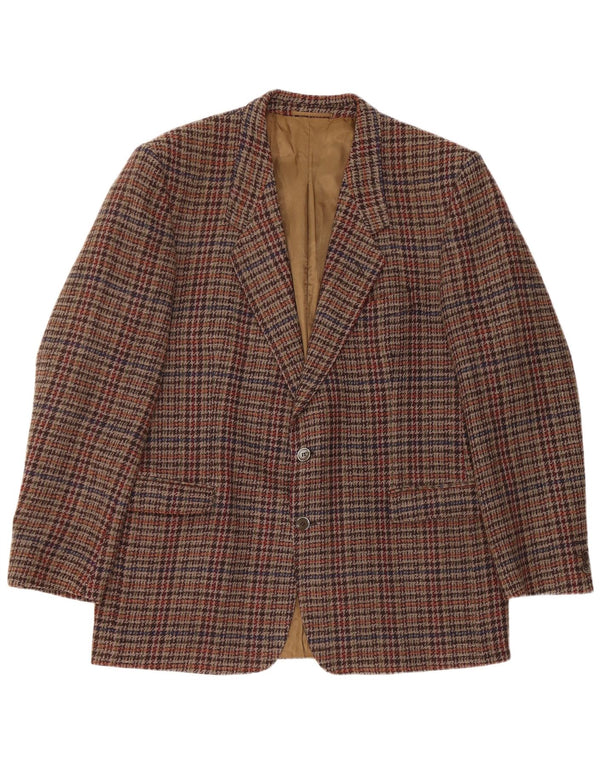 INCOM Mens Uomo 2 Button Blazer Jacket UK 40 Large Brown Houndstooth
