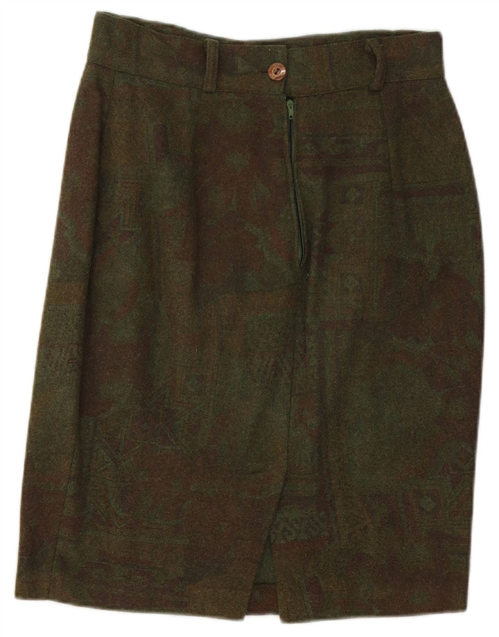 Gonna a tubino vintage da donna W26 piccola verde geometrica