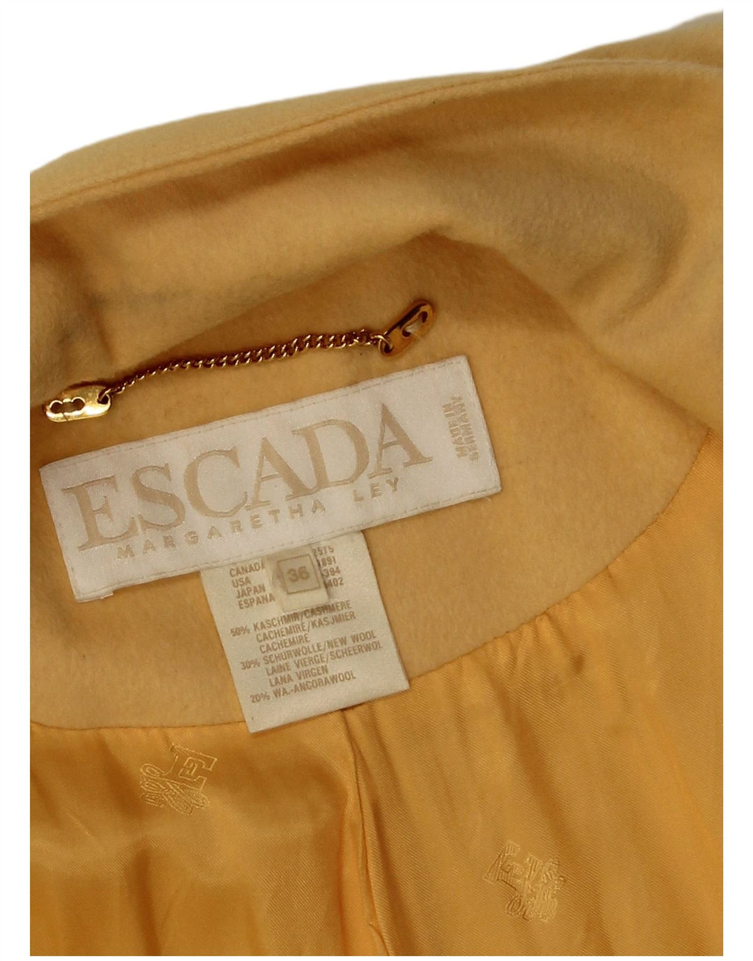Soprabito oversize da donna Escada Margaretha Ley EU 36 piccolo cashmere giallo