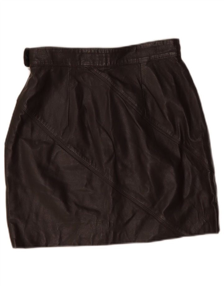 Mini gonna in pelle vintage da donna W24 XS marrone