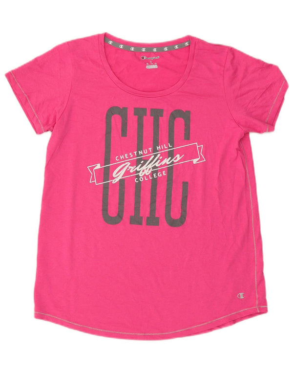 T-shirt grafica da donna Champion Top UK 14 Large Pink Poliestere