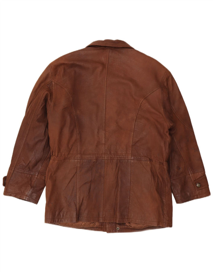 Giacca in pelle vintage da uomo IT 50 grande marrone