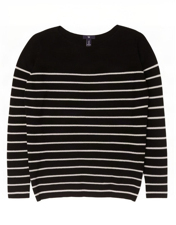 Maglione maglione con scollo a barca da donna Gap UK 18 XL cotone a righe nere