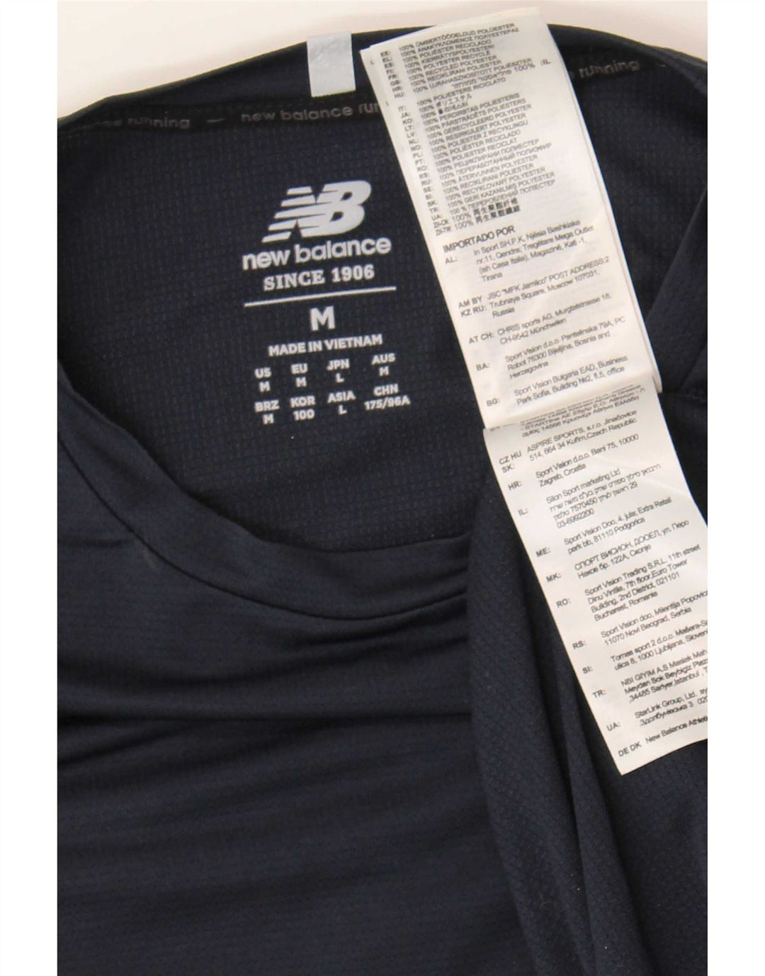 Maglia da uomo New Balance a maniche lunghe in poliestere blu navy medio