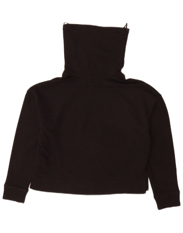 DKNY Womens Oversized Crop Graphic Sweatshirt Jumper UK 6 XS Black Cotton