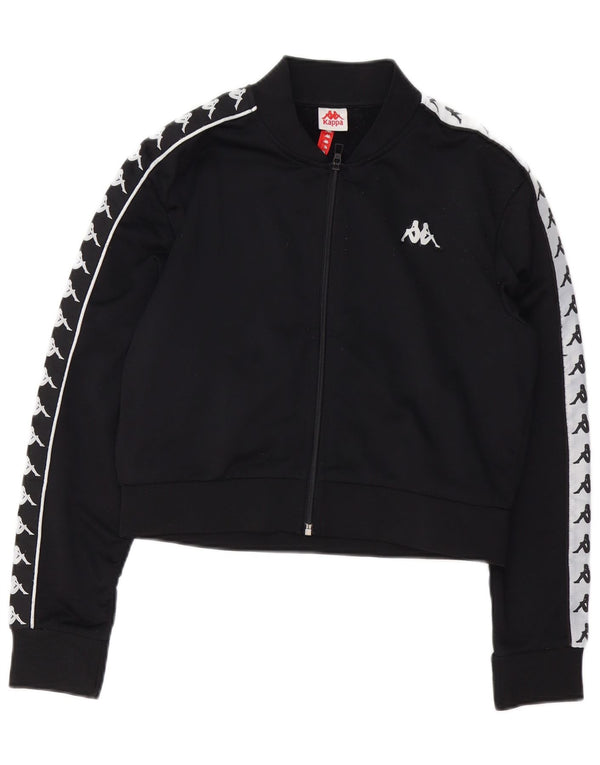 Giacca da ginnastica corta con grafica Kappa da donna UK 14 poliestere nero medio