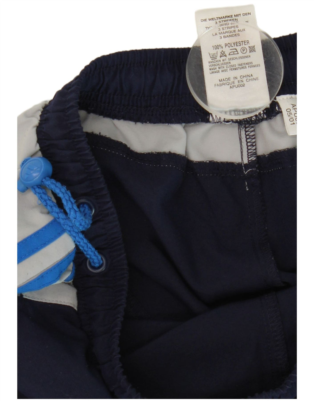 Pantaloni della tuta da ragazzo Adidas 15-16 anni in poliestere color block blu navy